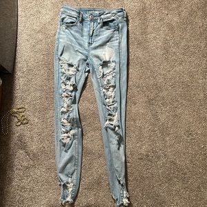 light washed american eagle jeans, size 8